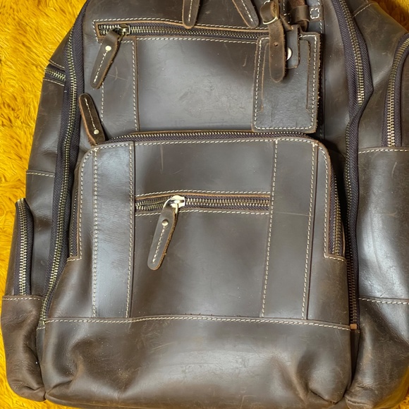 LEATHER BACKPACK - CHOCOLATE BROWN LEATHER BACKPACK - WOW! - Picture 6 of 11